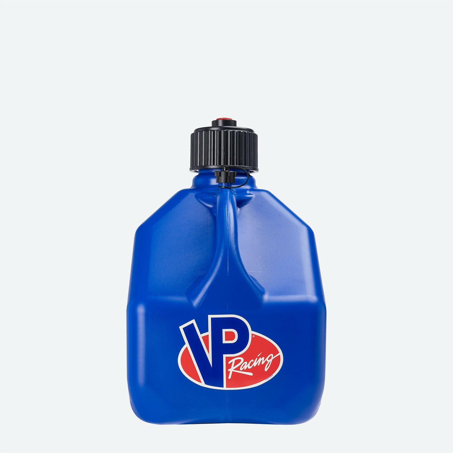 Blue, square PPF VP Racing Motorsport Container 3-Gallon utility jug with black cap. Features a red, white, and blue VP Racing logo beneath the handle area