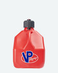 A red, square Motorsport Container 3-Gallon utility jug with black cap. Features a red, white, and blue VP Racing logo below the handle