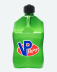 A large green, square 5.5-Gallon Motorsport Container® utility jug with a black cap, featuring the VP Racing logo in blue and red on the front.