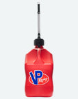5 gallon utility jug. A red 5.5-Gallon Motorsport Container® pictured with a Deluxe Hose attached to the jug cap..