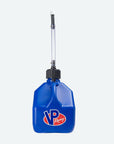 A blue, durable plastic PPF 3-Gallon Motorsport Container® – Square With Deluxe Hose with an ergonomic handle and a long, clear hose attached. The 3-Gallon Motorsport Container features the PPF logo prominently on the front against a plain white background.