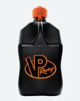A black 5.5-Gallon Motorsport Container® utility jug - Square with an orange cap and VP Racing logo on the front.