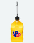 5 gallon utility jug. A yellow 5.5-Gallon Motorsport Container® pictured with a Deluxe Hose attached to the jug cap..